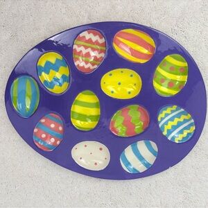 Michaels Deviled Easter Egg Platter with Purple Border and Egg Indentions